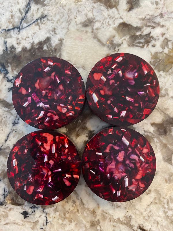 Orgonite Disc TB Mini Puck, Red &amp; Grey, 1.75”w