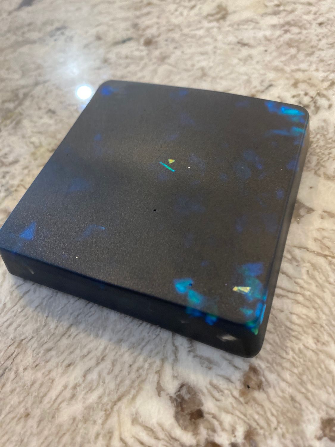 Orgonite Coaster Charger, Square, Matte Black, 3.25”w