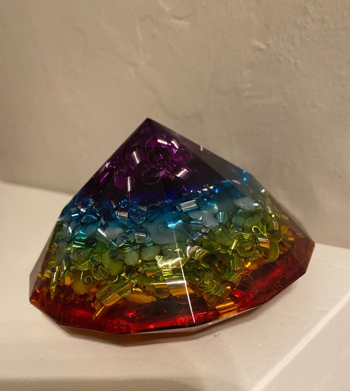 Orgonite Gem Shaped Pyramid Chakra Colours &amp; Stones