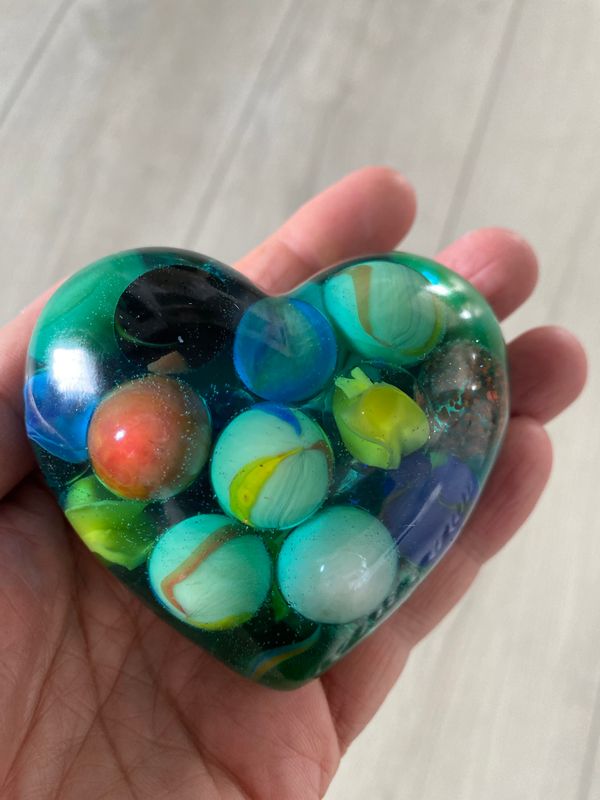 Bubble Heart Shape Filled With Marbles
