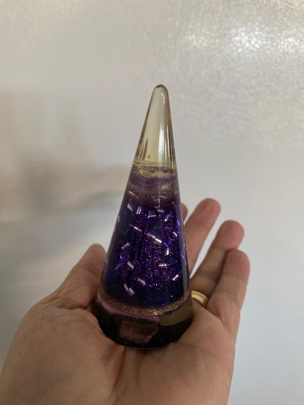Orgonite Cone pyramid 4.1”h x 2”w purple