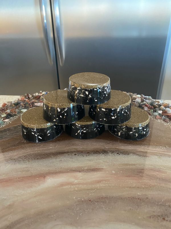 Orgonite Puck /TB’s, Black, 2.6”w