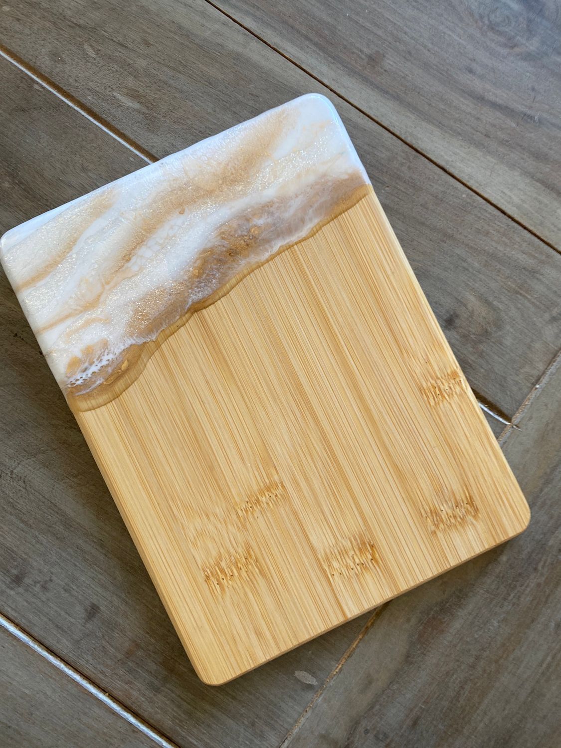Charcuterie Server Resin Art On Bamboo 8”x 6”