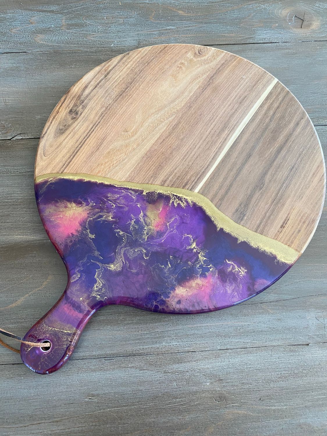 Charcuterie Board Round Acacia Paddle Style 18”