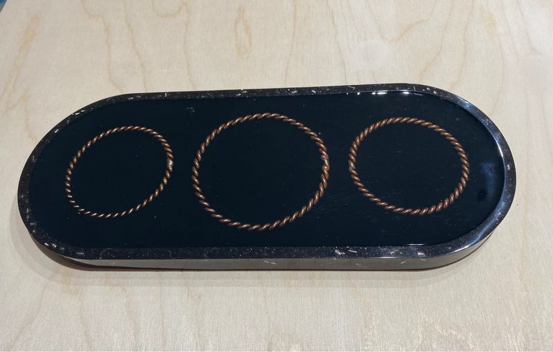 Orgonite Charging Plate, With 3 Copper Tensor Ring, 12” L X 5” W X 1/2” H