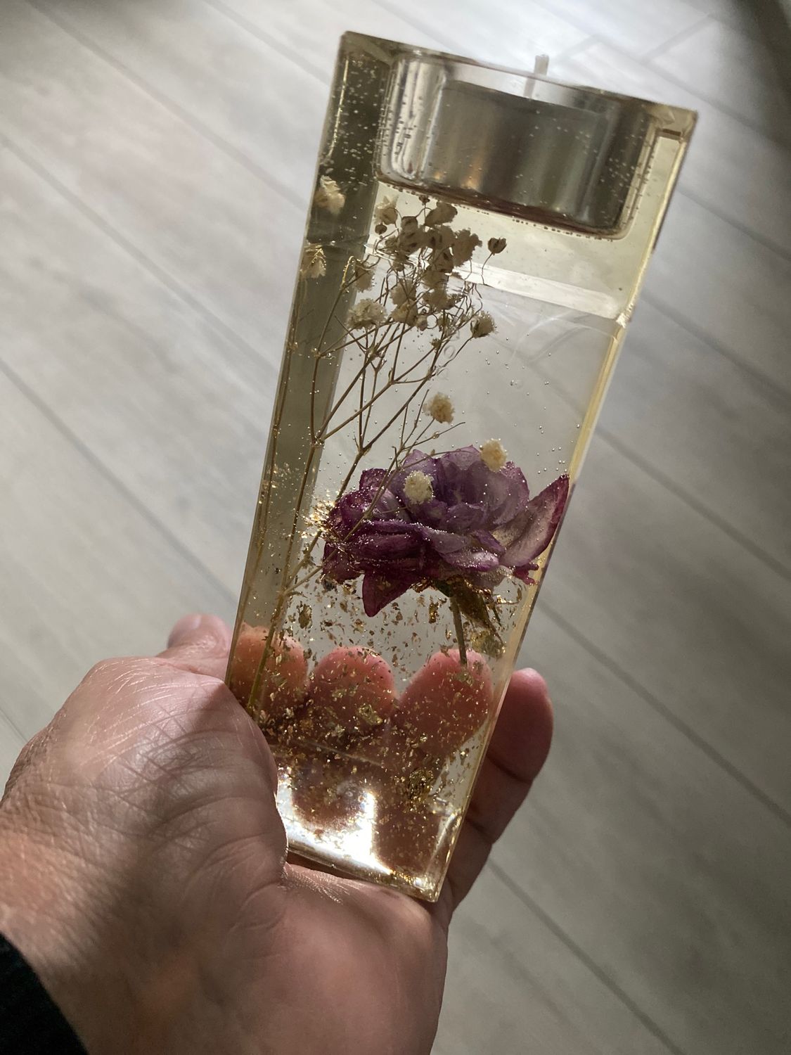 Candle Holder, Large 14cm h, Floral Casting.