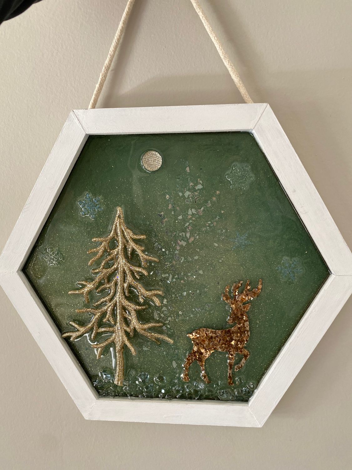 Crushed Glass Art, Octagon Frame, 12”w