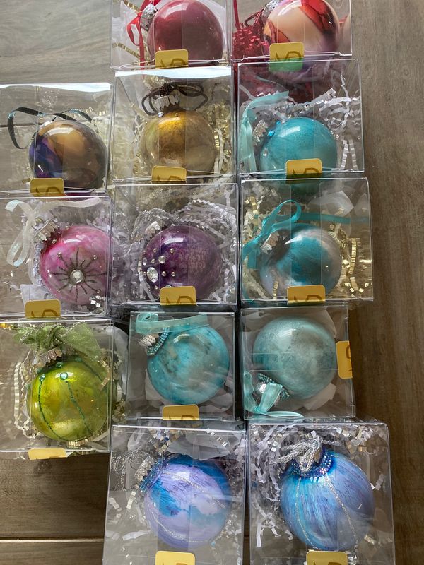 Ornaments, Alcohol Ink Baubles 2” (Shatterproof Ornament)