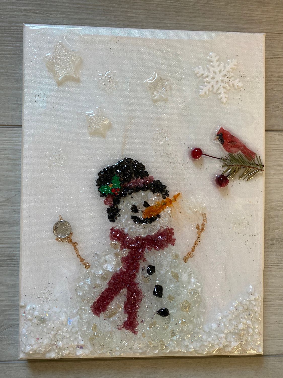 Crushed Glass Xmas Art, 9x12 Canvas