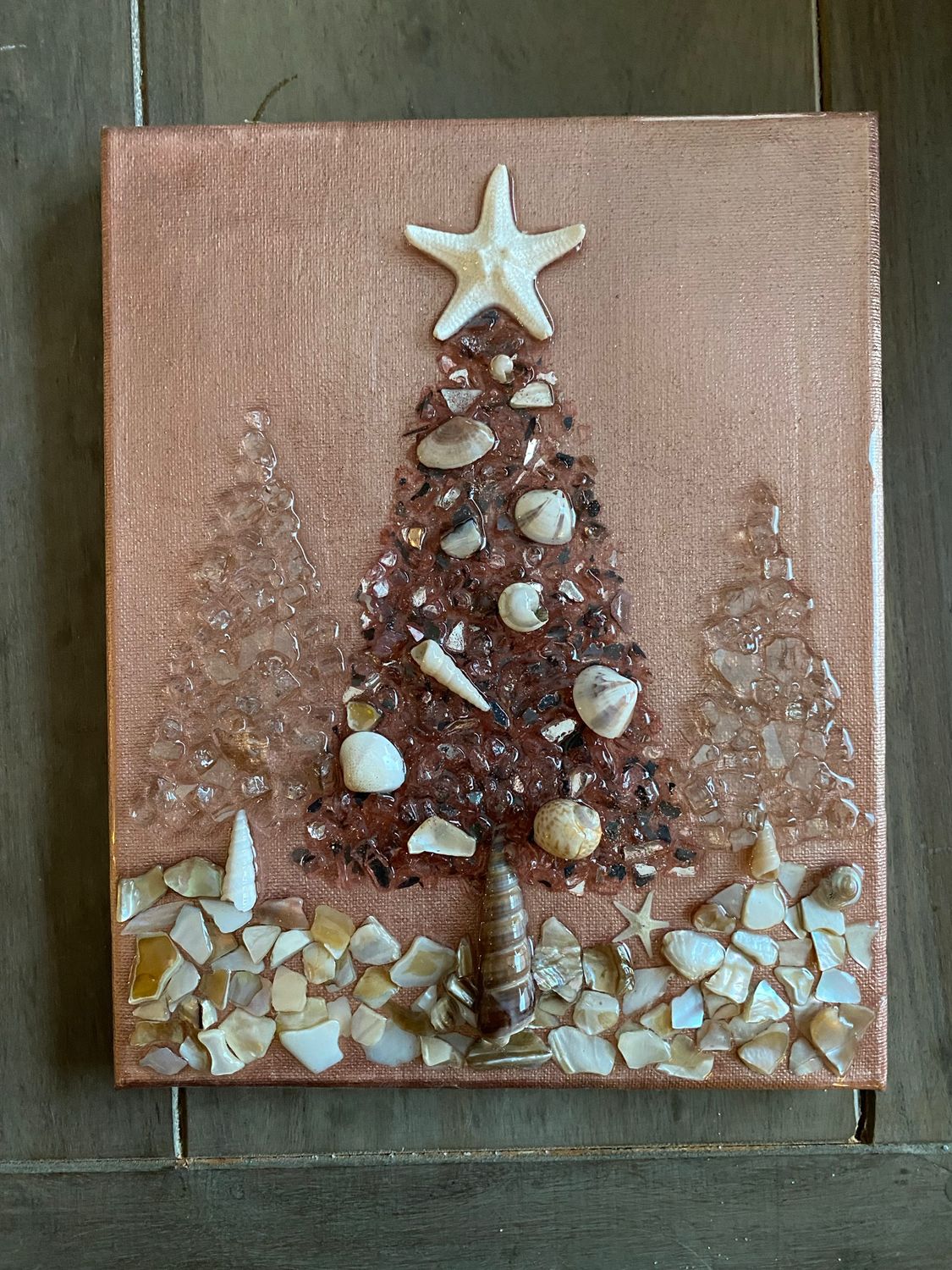 Crushed glass Christmas Art, On 8x10 Canvas