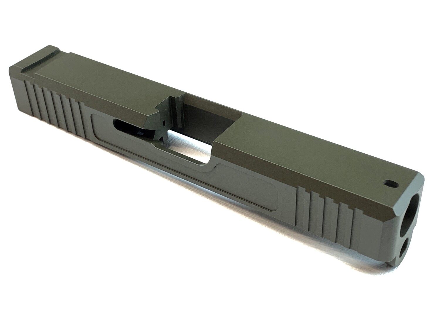 Glock 19 Slide w/ Front & Rear Serrations - Recessed Windows - OD Green