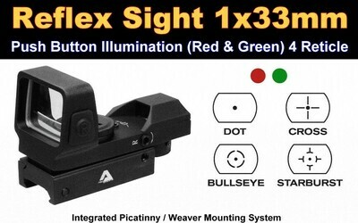 AIM Sports Inc Full-sized 1x33mm Red Dot Reflex Sigh RT5-03F, Color: Black, Battery Type: CR2032, 30% Off After Instant Rebate