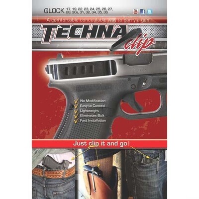 Techna Clip Glock Conceal Carry Gun Belt Clip Compatible with Glock 17/19/22/23/24/25/26/27/28/30S/31/32/33/34/35/36