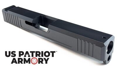 Glock 19 Slide w/ Front & Rear Serrations - Recessed Windows - Black