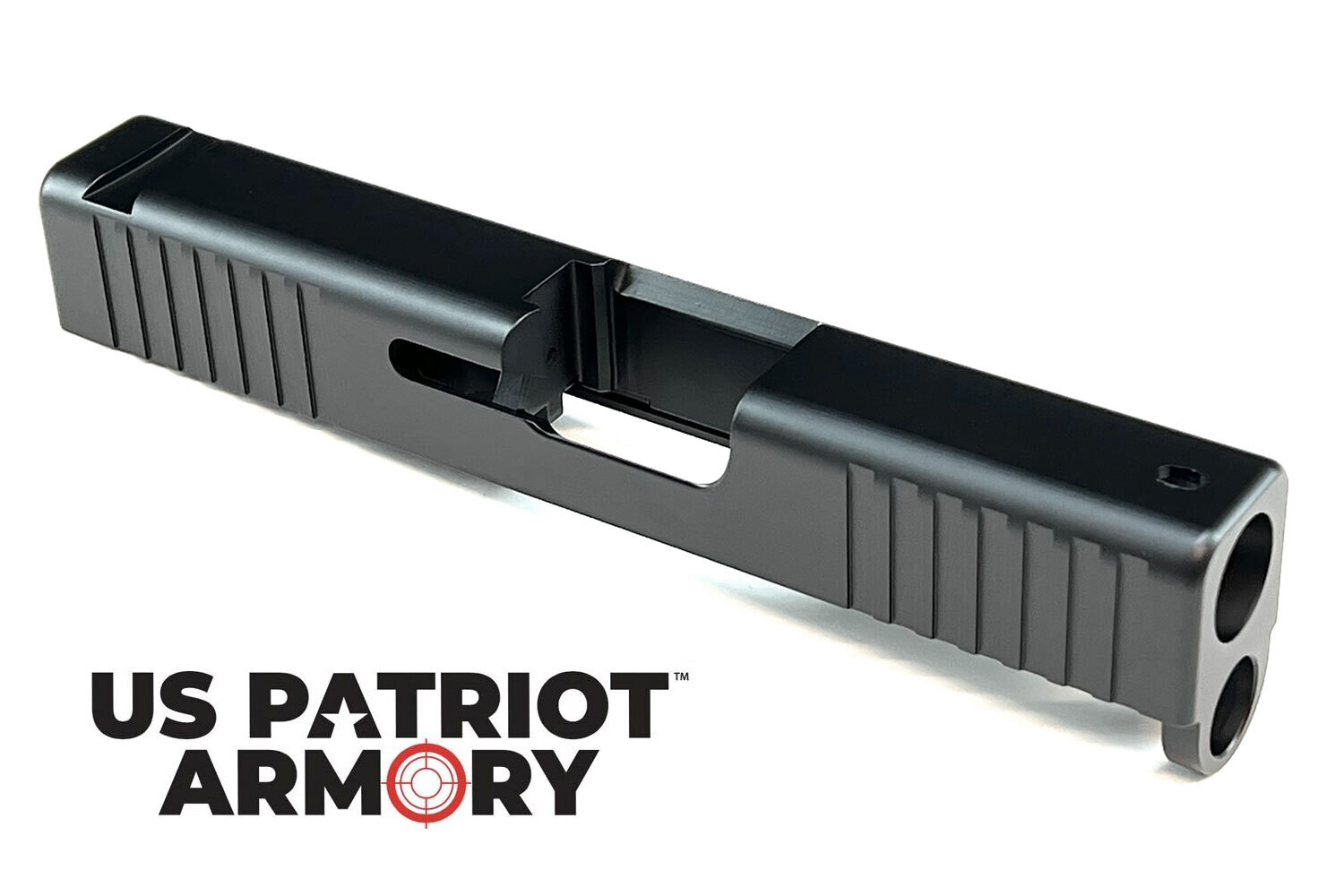 Glock 43 Slide w/ Front & Rear Serrations - Recessed Windows - Black