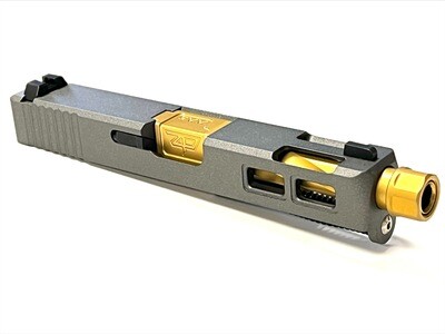 USPA Patriot G19 9mm Gen 3 Ported Windowed Slide - Color Tungsten - Zaffiri Precision match grade barrel Threaded – TiN (Gold)