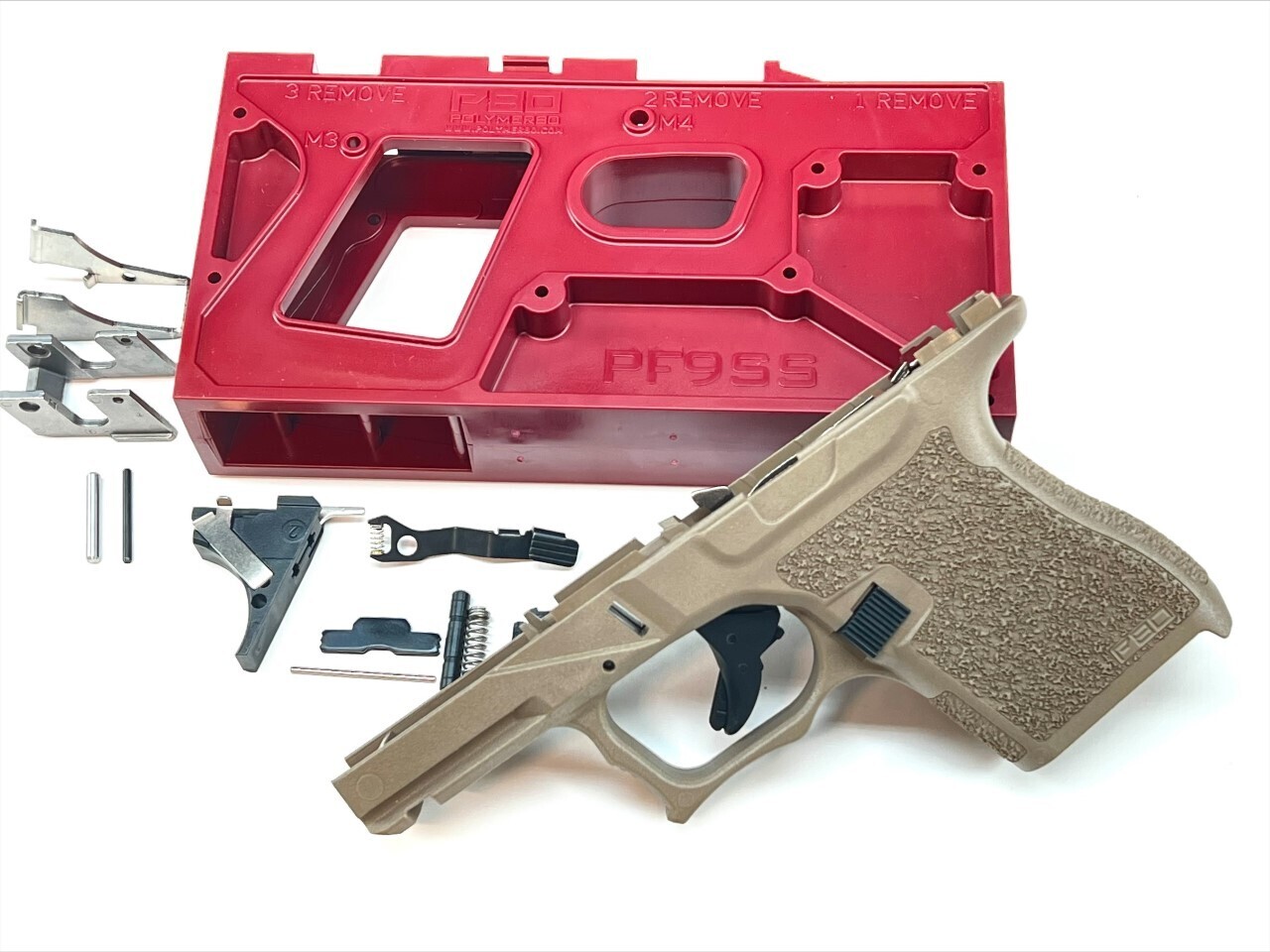 Polymer80 PF9SS-FDE PF9SS 80% Single Stack Pistol Frame Kit Flat Dark Earth Polymer for Glock 43 Gen4 - Free Lower Parts Kit