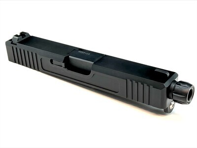 Glock 19 Slide With Front & Rear Serrations - Black Nitride Thread Barrel With Protector - Black Nitride Slide - Steel Sights - Stainless Steel Guide Rod - Comes Completely Assembled Glock 19 Slide With Front & Rear Serrations - Black Nitride Thread Barrel With Protector - Black Nitride Slide - Steel Sights - Stainless Steel Guide Rod - Comes Completely Assembled
