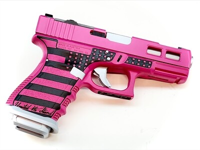 ​Glock G19 Gen3 Compact 9mm Sig Pink, Brushed Stainless, Stainless Steel Slide, Ameriglo Sights, RMR, Laser Engraved - FFL