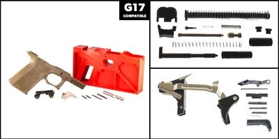 Polymer80 Glock 17/22 80% Pistol Frame Kit - G17 Pick Your Color Flat Dark Earth Or  Gray - Come With Lower Parts Kit