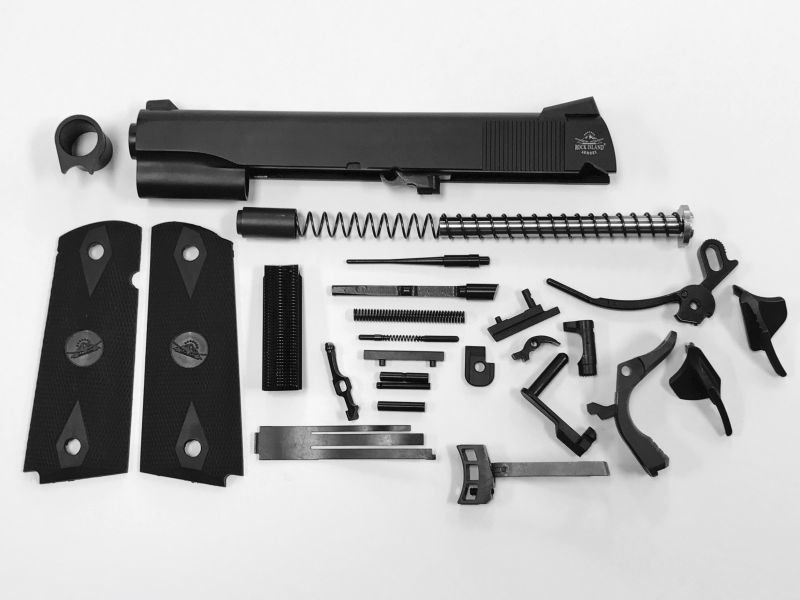 80% 1911 Rock Island Armory Full Size Government Model 70 Series 45 ACP Build Kit. Comes With 80% Government Checkered Bobtailed Frame With Square Trigger Guard & Bob tail Mainspring