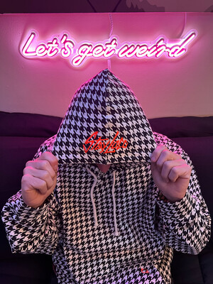 StayLoco Houndstooth Hoodie W/ Smiley- Small and XXL sizes left!