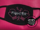 JOIN THE FIGHT, CHOOSE WORDING: FIGHTER, PICK A COLOR: BLACK WITH CRYSTAL AND PINK RHINESTONES