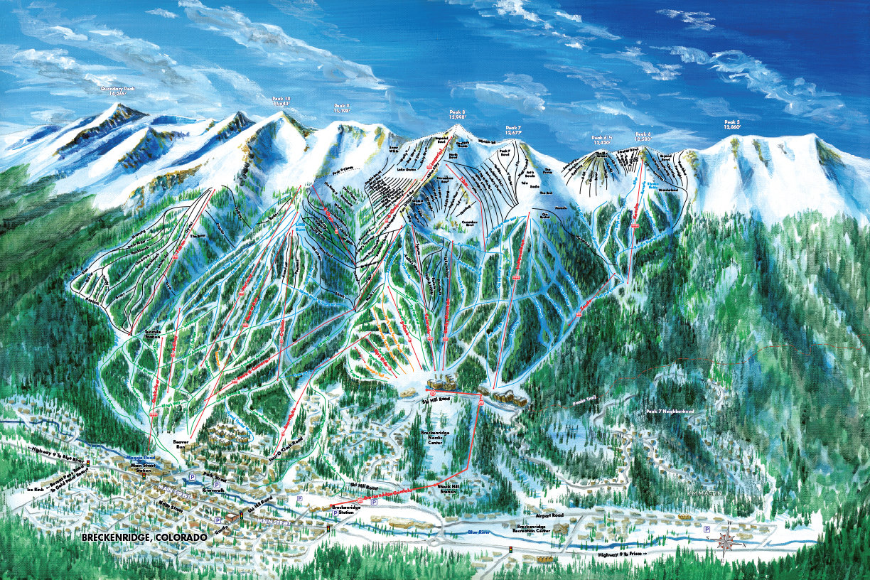 Breckenridge Trail Map - Store - Ski Trail Map Art by Kevin Mastin  Leadville Colorado