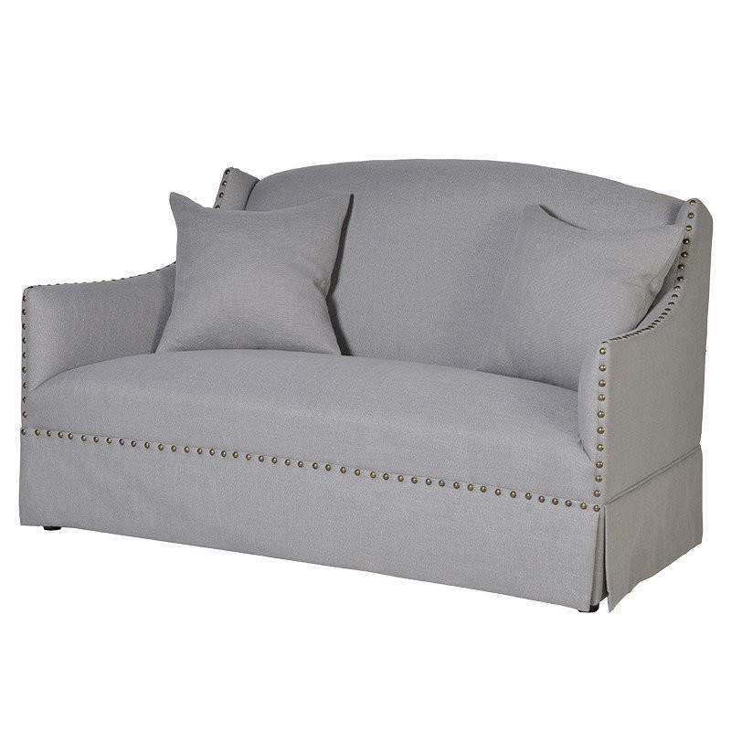 DOVE GREY 2 SEATER STUDDED SOFA