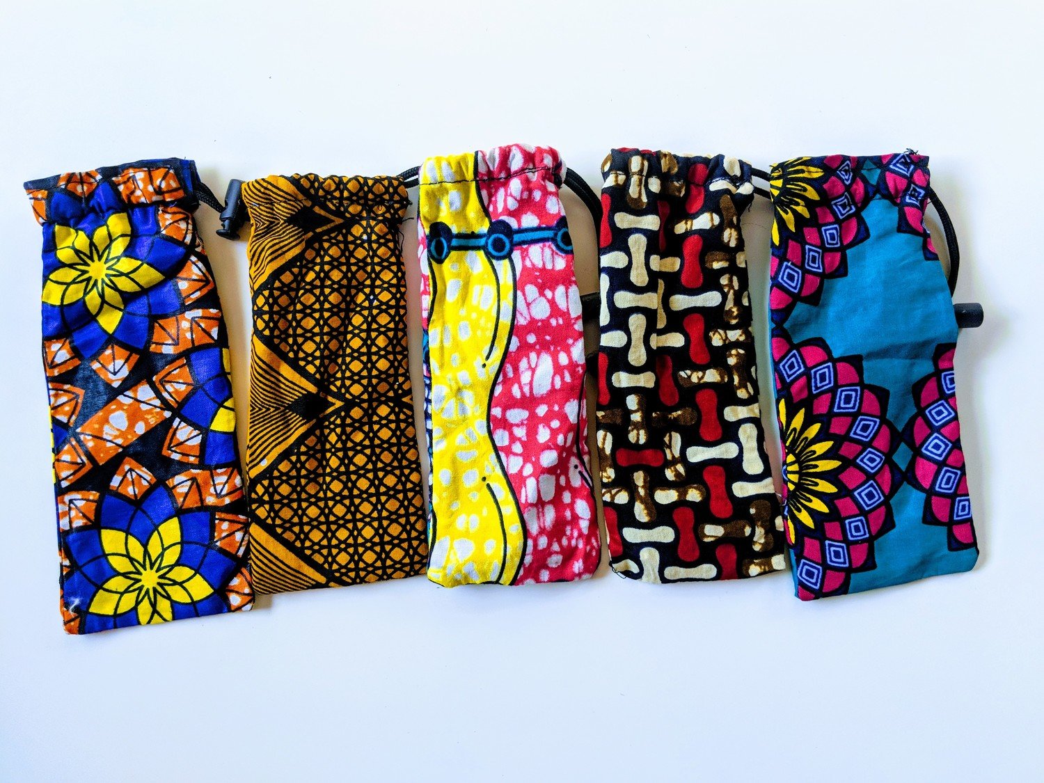 African Fabric Sun Glass Drawstring Pouch