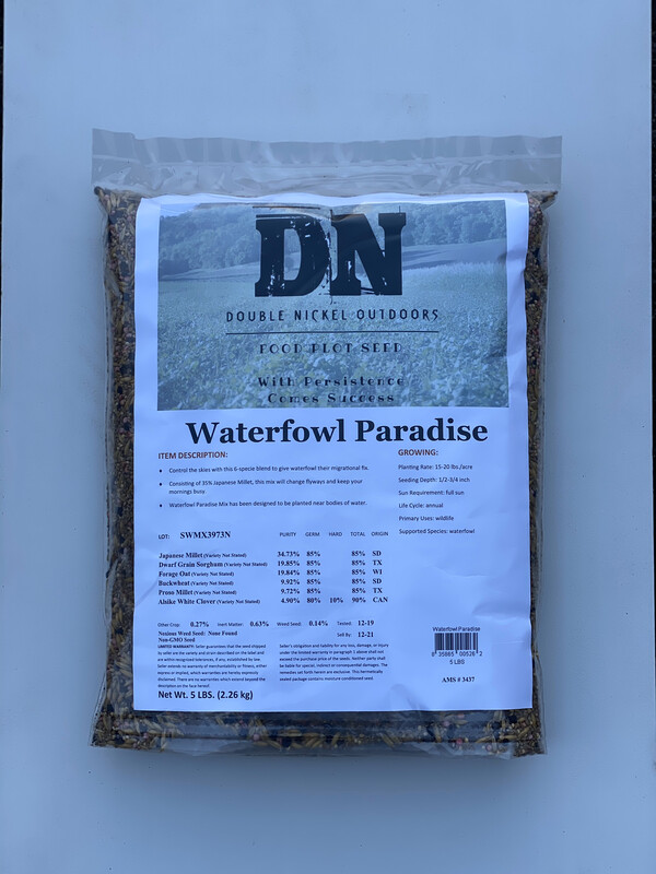 Waterfowl Paradise Seed 5lbs bag front 