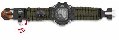 Reloj Digital de supervivencia Paracord Verde