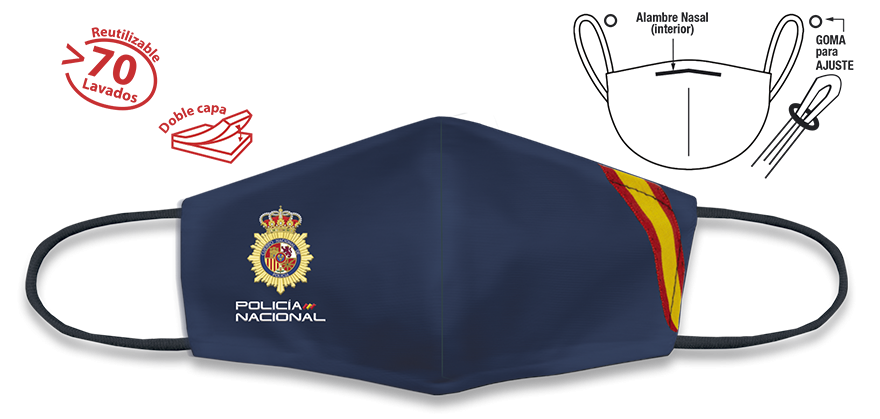 Mascarilla Azul Bandera Policía Nacional