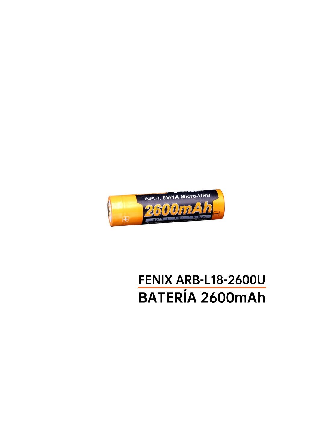 Bateria recargable USB Fenix 18650 2600 mAh
