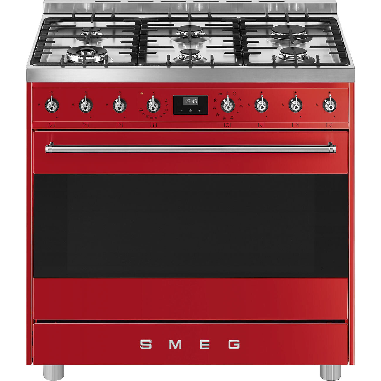SMEG C9MARSSA9 - 90cm 6 Burner Red Gas/Electric Cooker