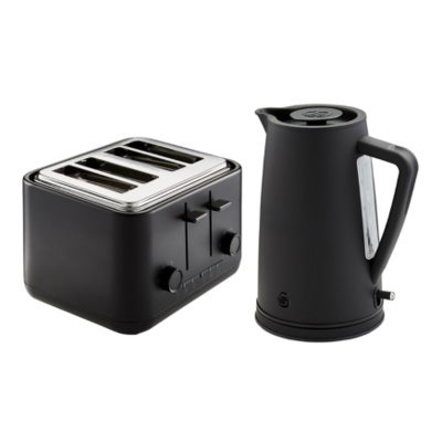 Swan Stealth Black Kettle and Toaster Pack