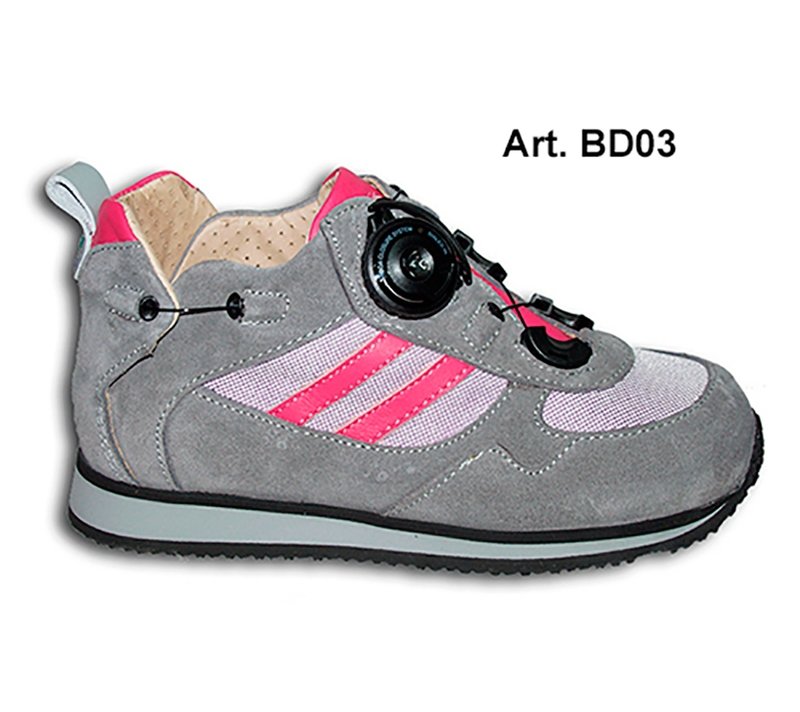 BUDDY - grey/fuxia - PERFORATED lining - Flat heel