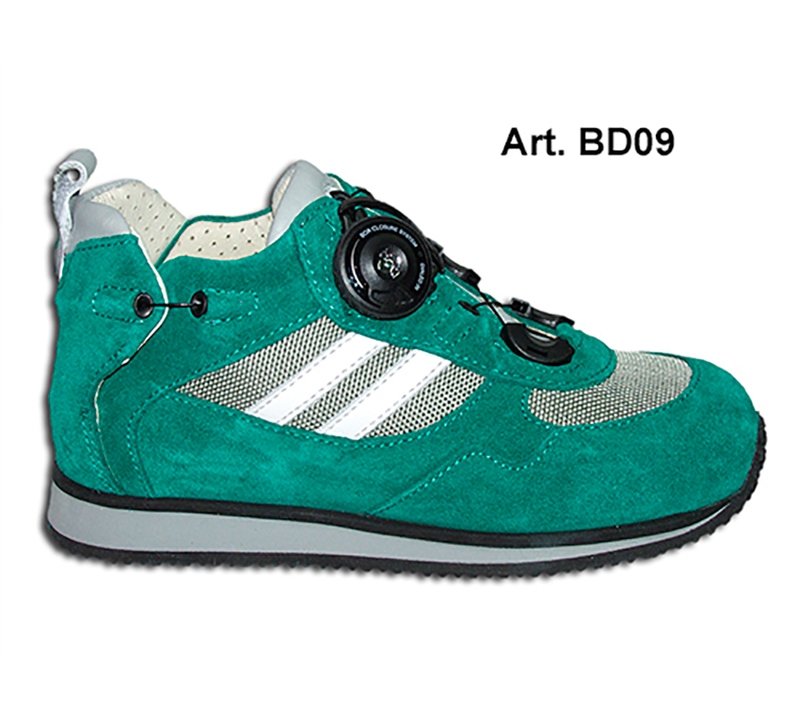 BUDDY - green / gray / white - PERFORATED lining - Flat heel