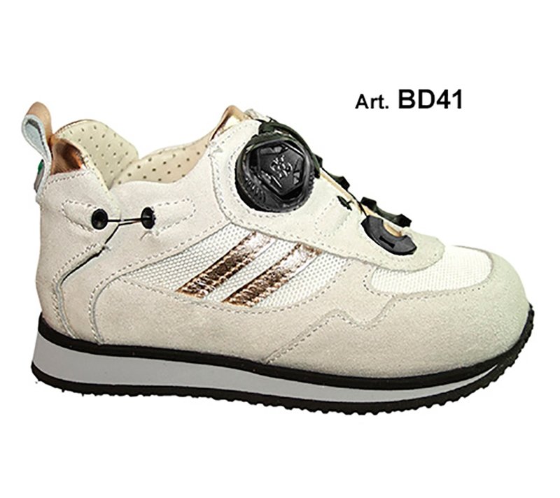 BUDDY - whitE/gold rose - PERFORATED lining - Flat heel