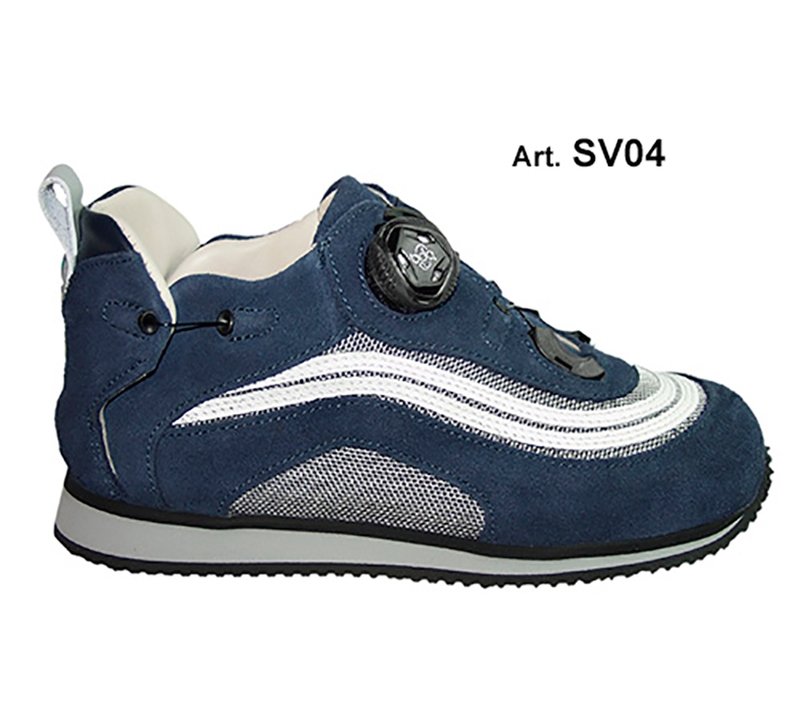 SILVER - blue/white - SMOOTH lining - Flat heel