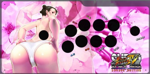 Qanba Q4 raf Pink Chun Li art work + one plexi glass