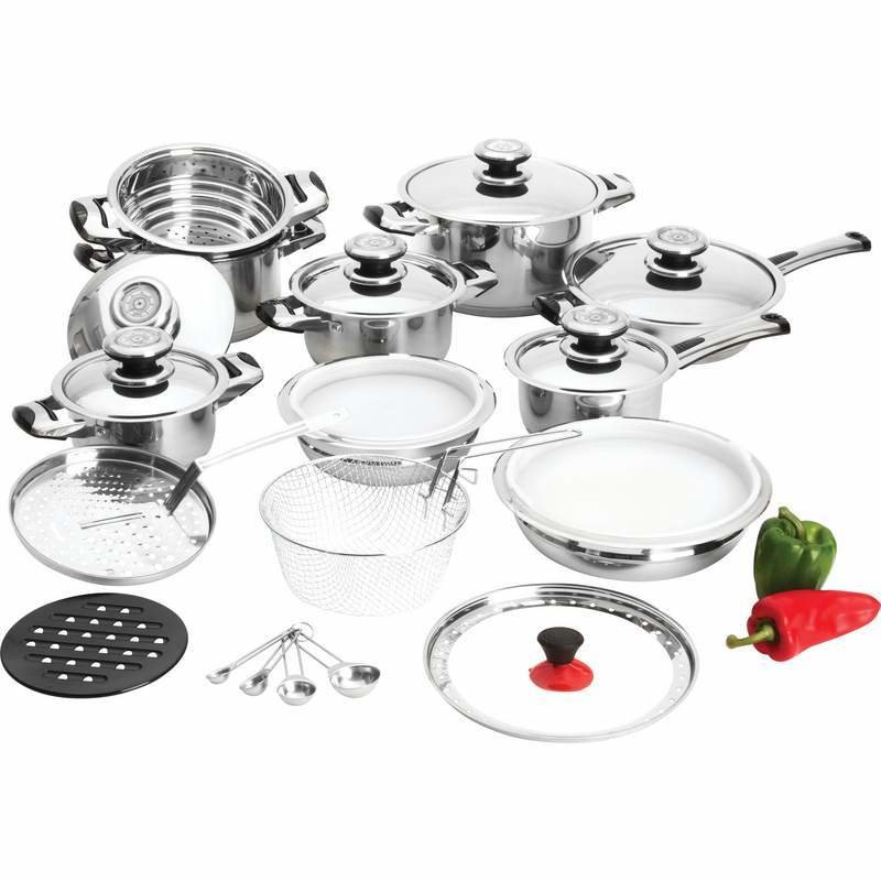 28pc 12-Element High-Quality, Heavy-Gauge Stainless Steel Cookware Set