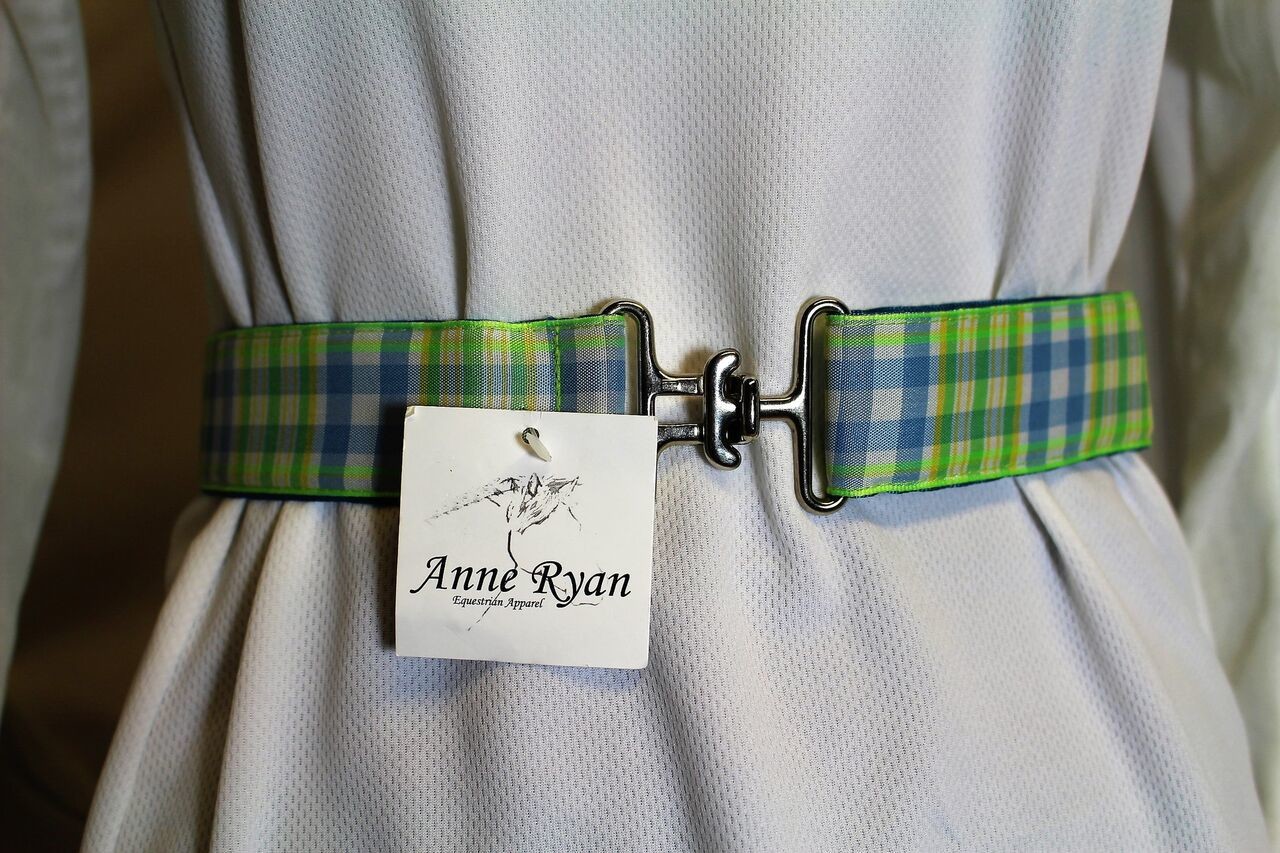 Anne Ryan Green &amp; Blue Plaid 1.5&quot; Wide Belt