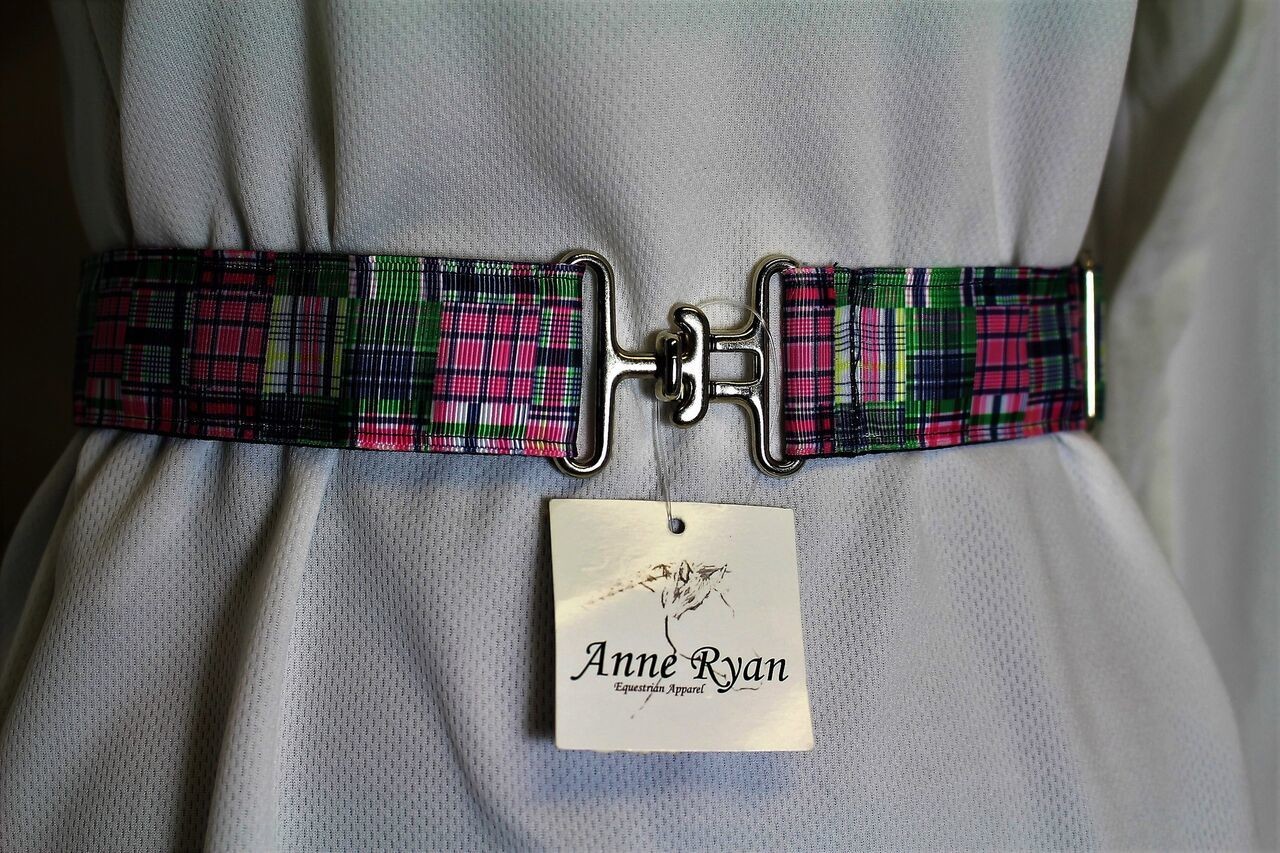 Anne Ryan  Equestrian  Adjustable &quot;Madras Style &quot; Plaid Ribbon Belt