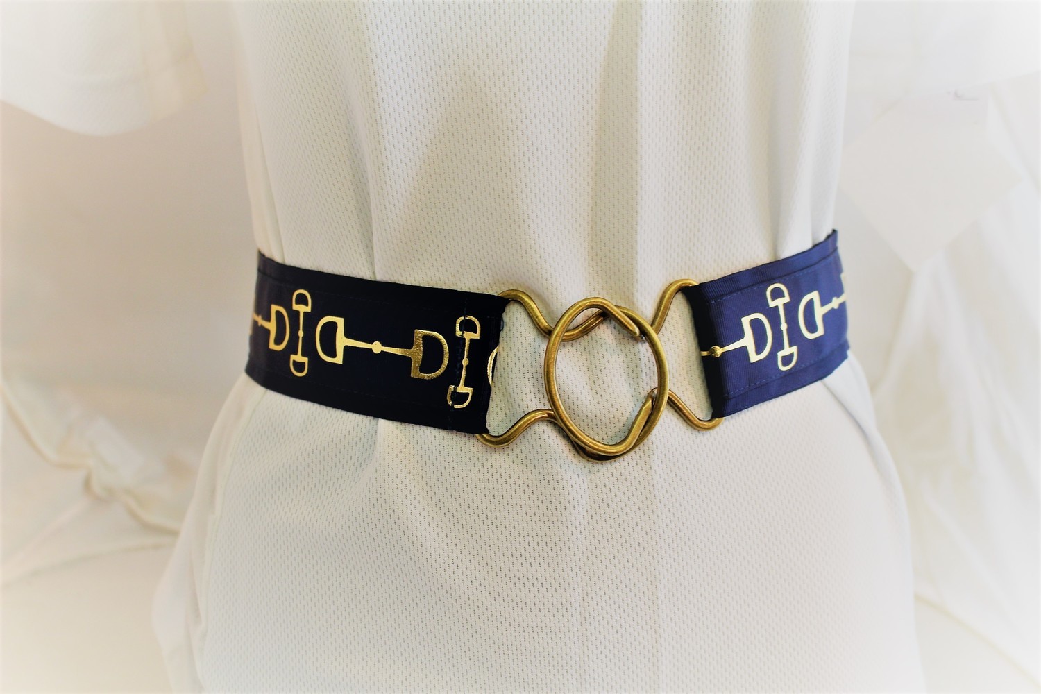 Anne Ryan Navy Ribbon Belt, Bit Design 2&quot;