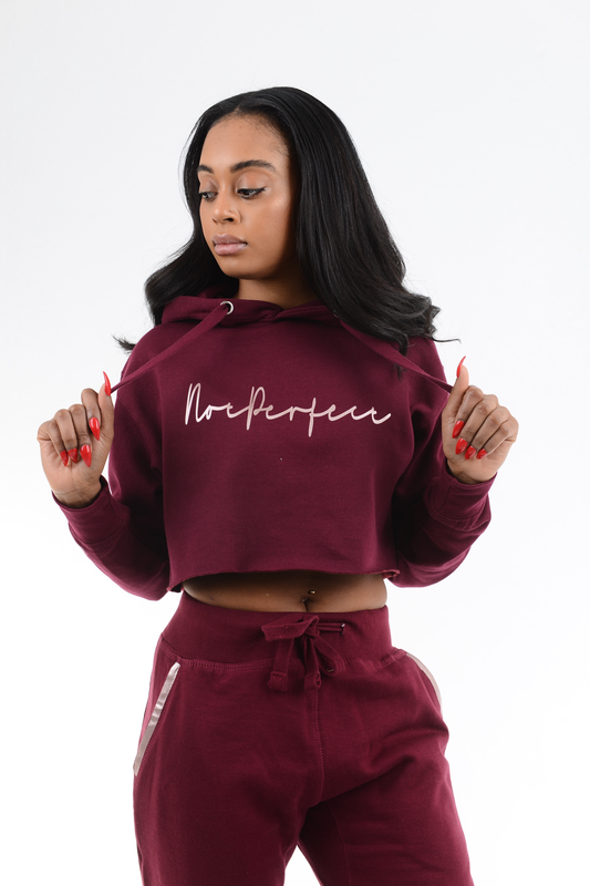 NOTPERFECT SCRIPT CROPPED JOGGER SET ( ROSE GOLD)