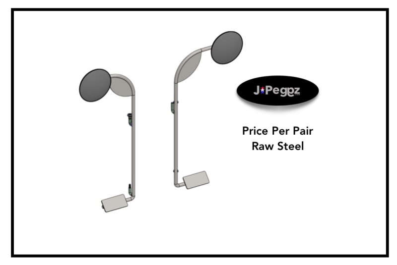 JPeggz | Mirrors With Foot Pegs | Per Pair | RAW STEEL