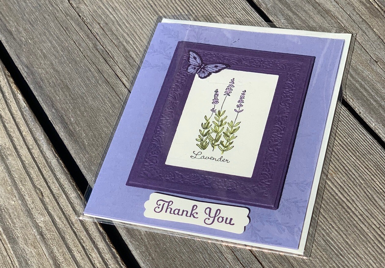Handmade Lavender Greetings Card