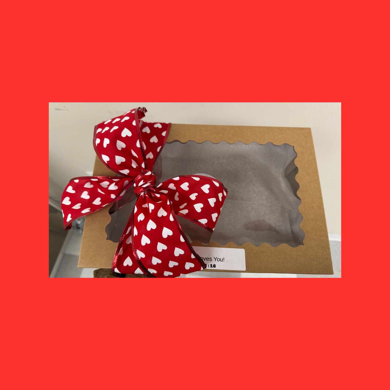 VALENTINE DECOR BOX OF 12 INDIVIDUALLY WRAPPED  (ribbon varies according to inventory)  IN STORE PICKUP ONLY  "There is LOVE in every bite!"