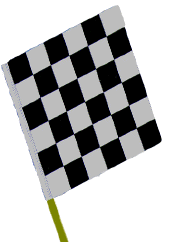 Checker Race Hand Flag 3'X3' Nylon Flag on 4' Staff - Black & White Checks